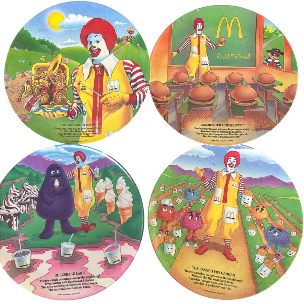 McDonald's RARE Set of Four Vintage
1989 Melamine Collectible Plates